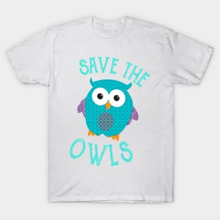 Save The Owls Cute Love Owl Design T-Shirt